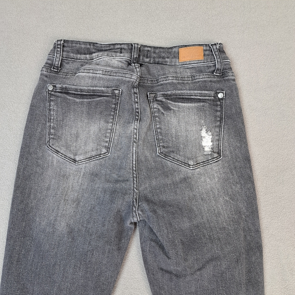 Judy Blue Jean Women Size 27 Distressed Skinny Fit Stretch Charcoal‎ Gray EUC - Picture 13 of 15